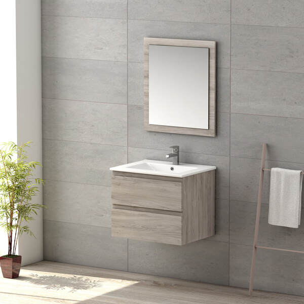 Viena Grey Ash 600 Wall Hung Unit & Basin