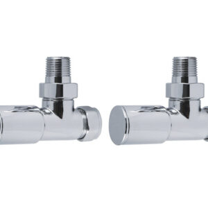 ROUND ANGLED RADIATOR VALVES CHROME PAIR
