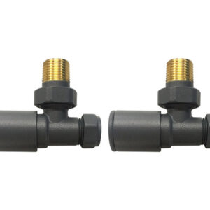 ROUND ANGLED RADIATOR VALVES ANTHRACITE PAIR