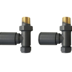 ROUND STRAIGHT ANTHRACITE RADIATOR VALVES PAIR
