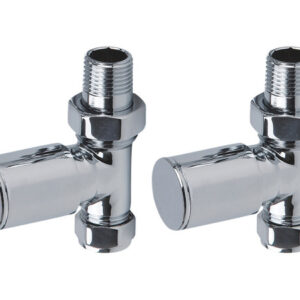 ROUND STRAIGHT CHROME RADIATOR VALVES PAIR