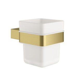 Aqua Tumbler Holder & Cup Brushed Brass