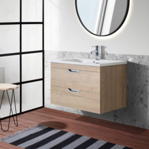 Luna 800 Oak Unit & Basin (Wall Hung)