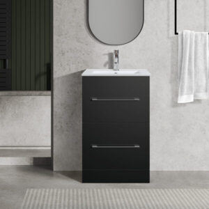 Oreo 500mm 2‑Drawer Black Vanity Unit & Basin