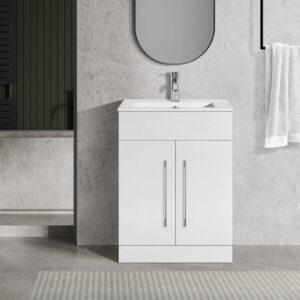 Oreo 600mm 2‑Door White Vanity Unit & Basin