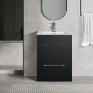 Oreo 600mm 2‑Drawer Black Vanity Unit & Basin