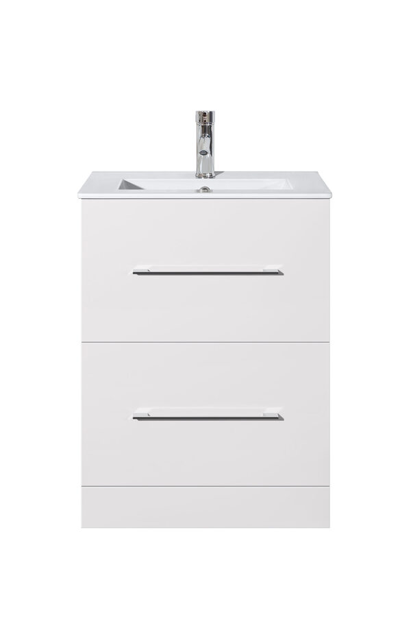 Oreo 600mm 2‑Drawer White Vanity Unit & Basin - Image 3